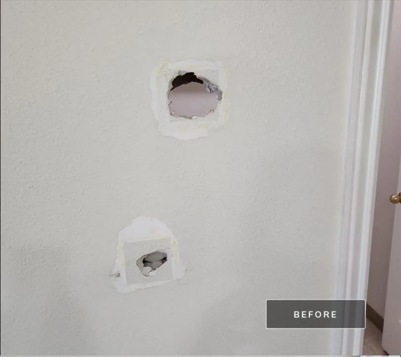 Before: drywall hole repair