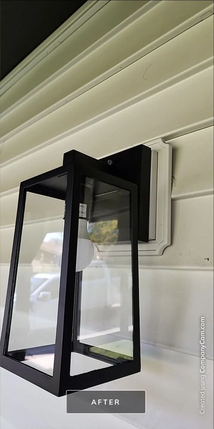 After: exterior light fixture upgrade