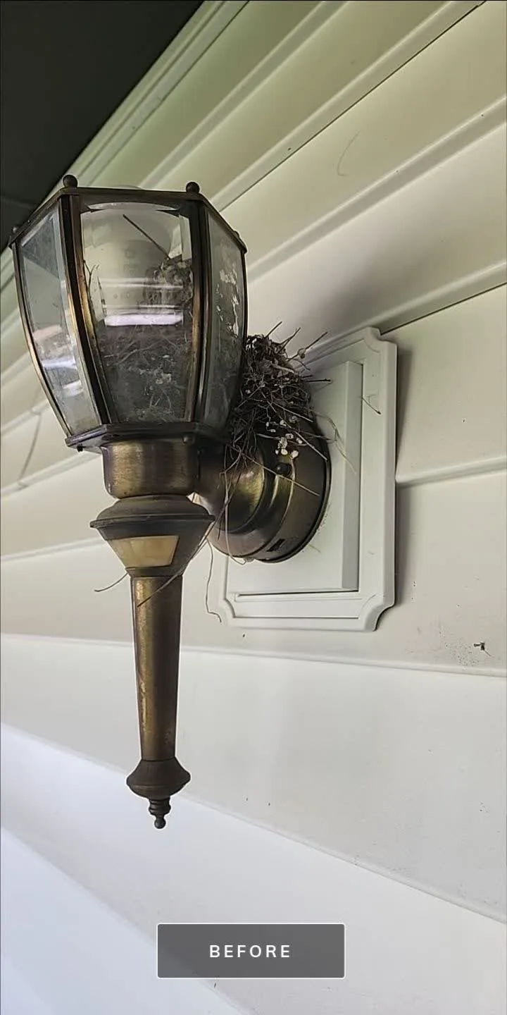 Before: exterior light fixture upgrade