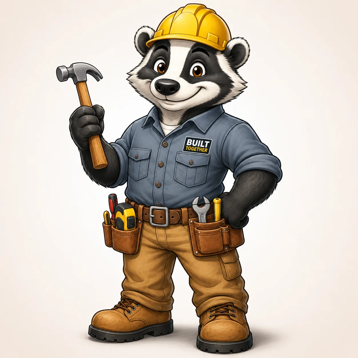 Badger Group mascot, a construction-worker badger